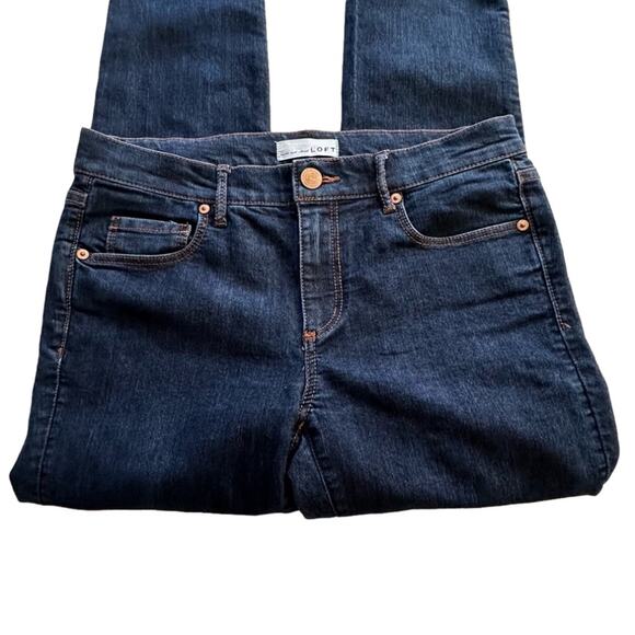 Loft Jeans Dark Wash Mid Rise Modern Skinny Fit Denim Jeans Size 4 - Picture 8 of 12